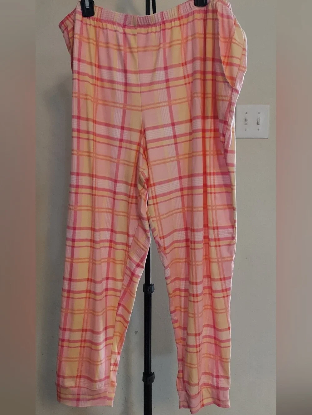 Secret Treasures Pink and Yellow Plaid Girls Pajama Bottoms